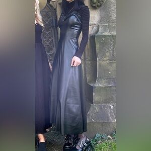 Elegant Black Faux Leather Dress